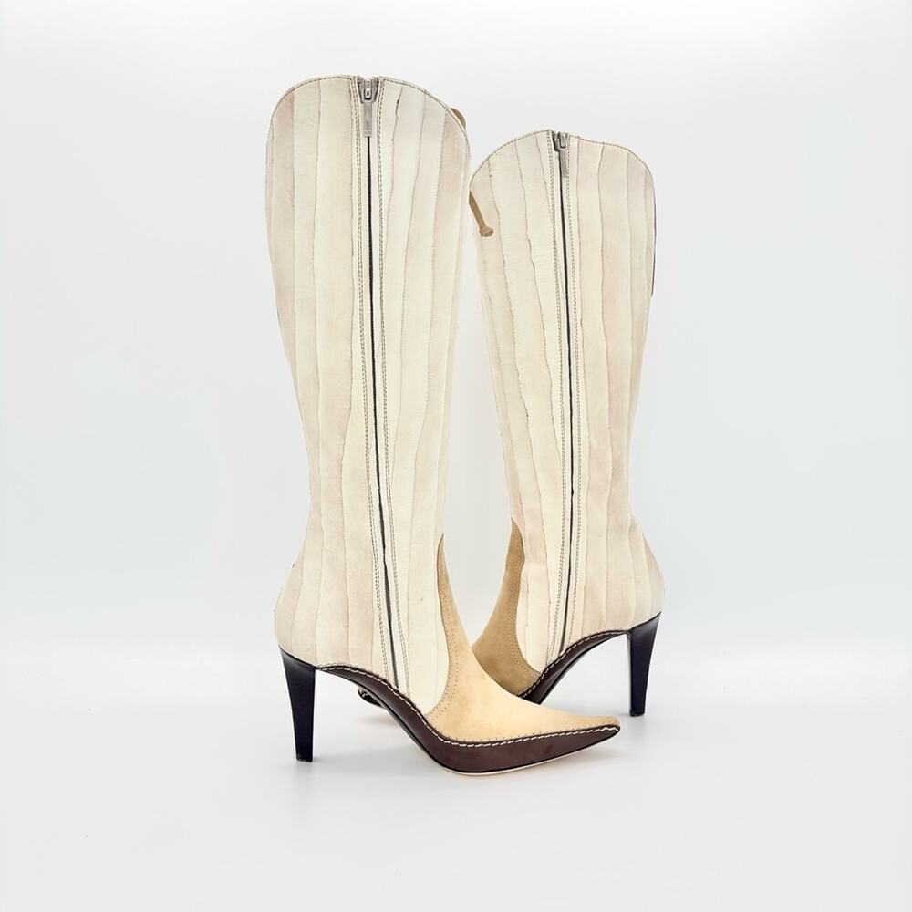 NIB Dior John Galliano F/W 2001 Lace Up Knee High Pointed Toe Cowboy Boots 37.5 - Picture 4 of 11